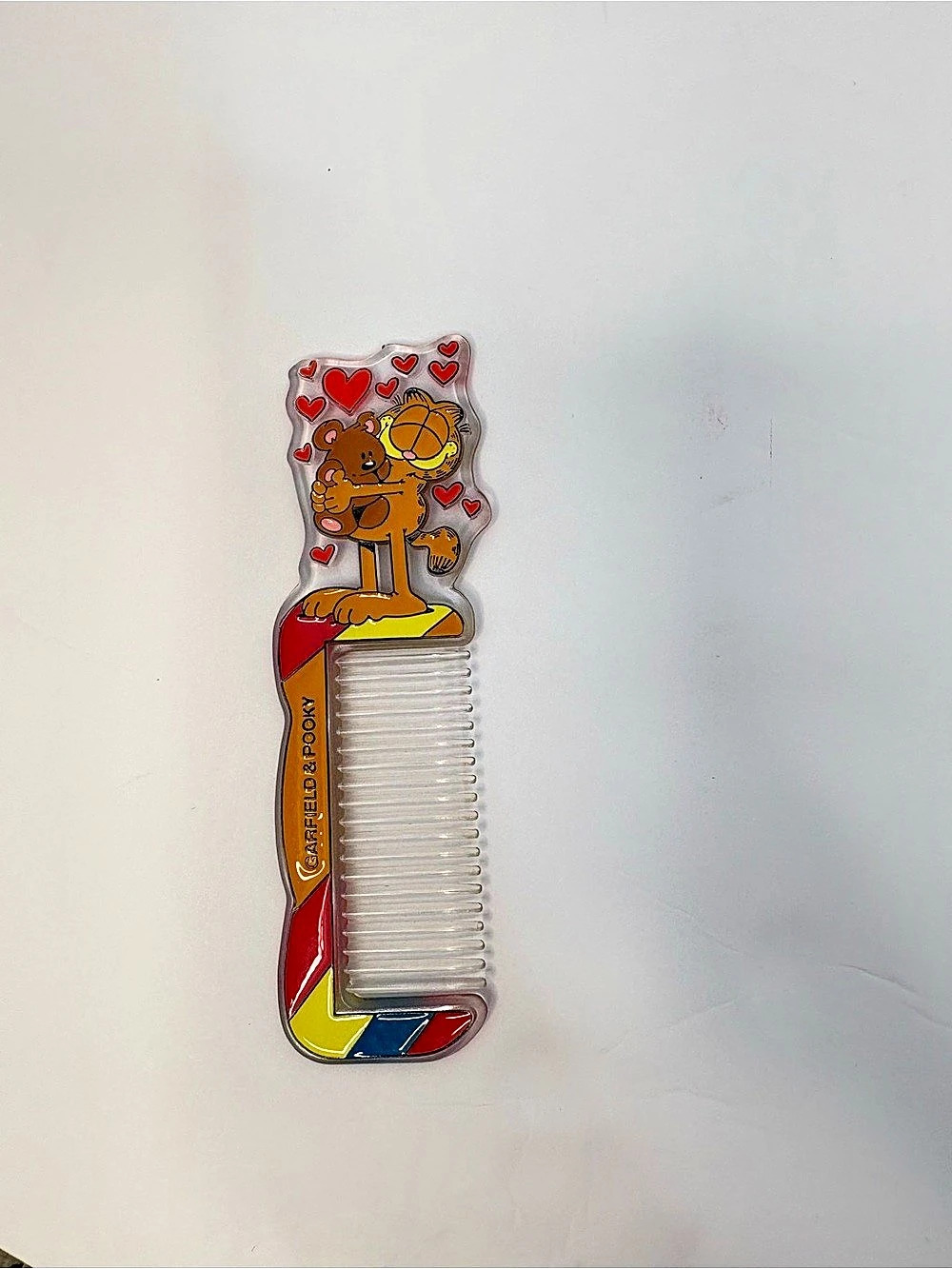 1998 Garfield & Pooky Character Hair Comb Red & Yellow Like New